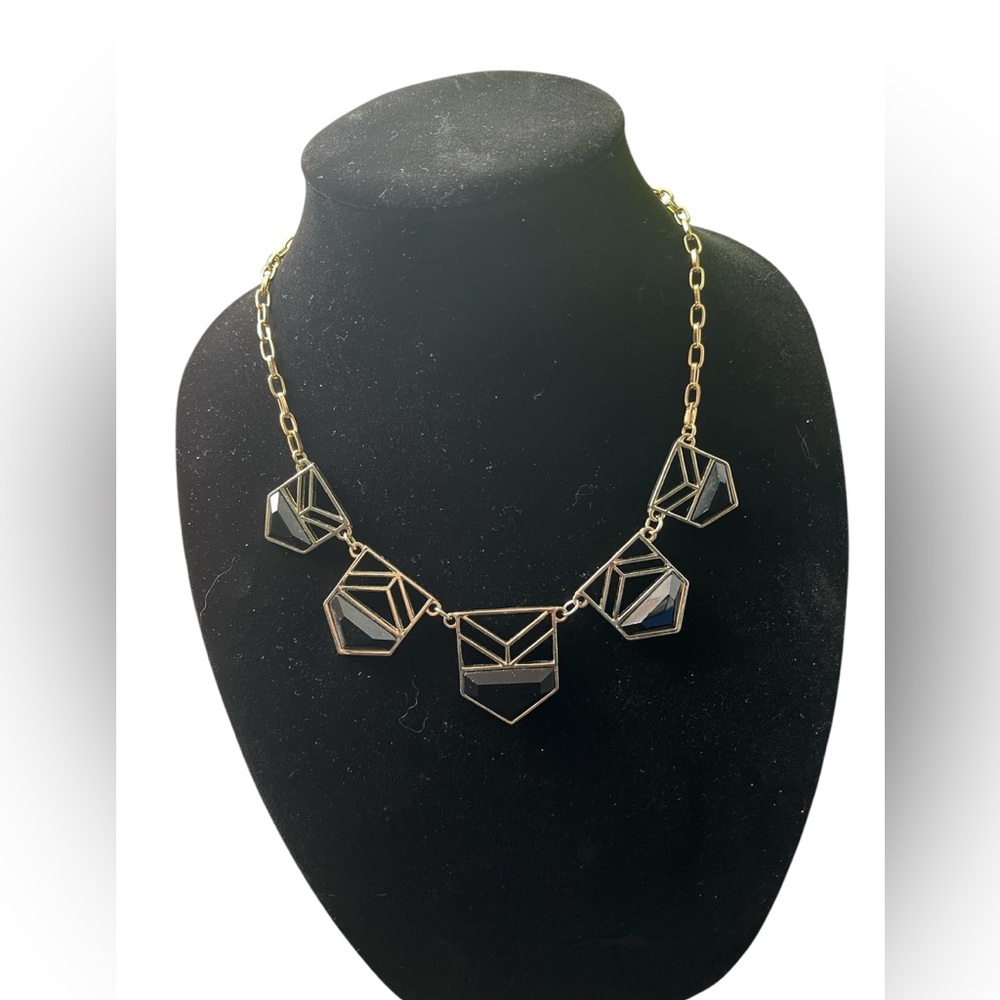 Payless Black Geometric Fashion Statement Necklace